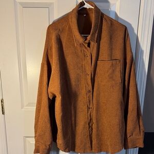 Brown Corduroy Button-Up Shirt